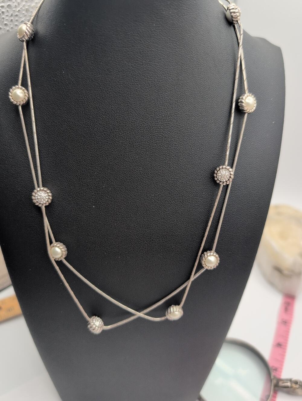 Brighton Long Pearl Magic 2-Sided Pearl Crystal Stations Necklace
